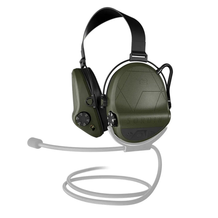 Casque anti-bruit Suprême T2 vert olive serre-nuque tissu noir support micro