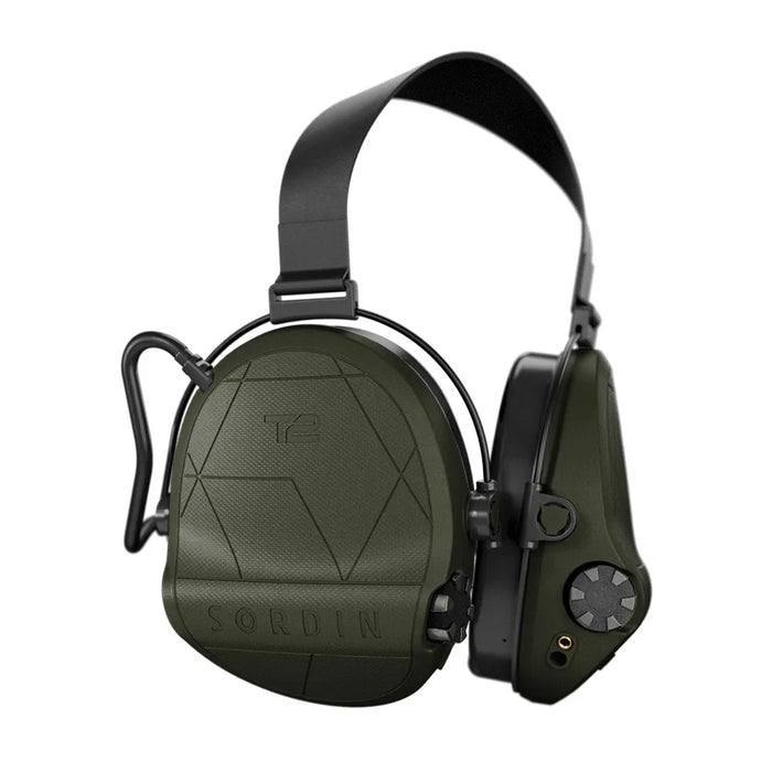 Casque anti-bruit Suprême T2 vert olive serre-nuque tissu noir marque sordin