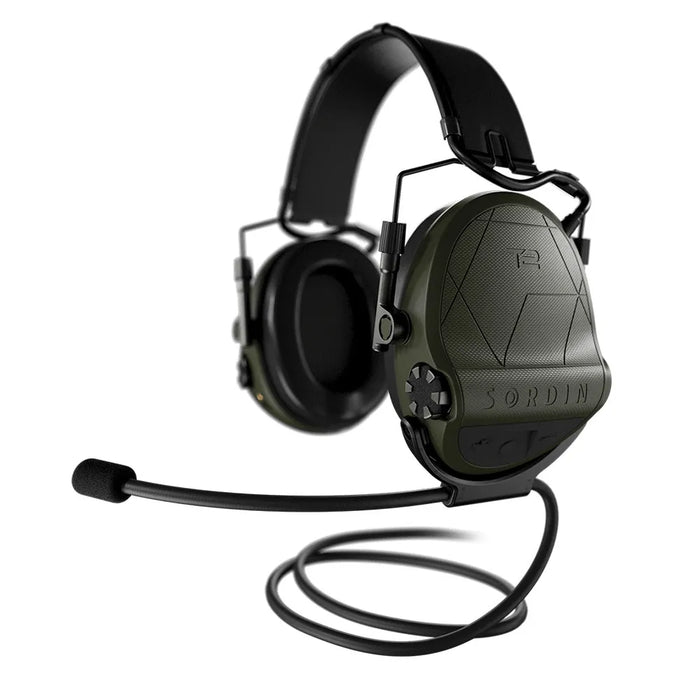 Casque anti-bruit Suprême T2 vert olive serre-tête cuir noir avec micro
