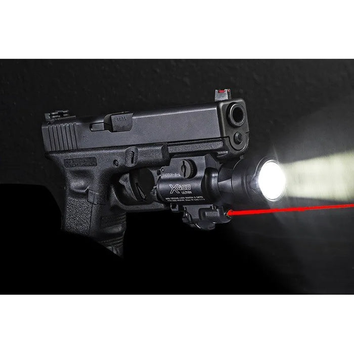 Lampe tactique X400UH Laser Rouge MASTERFIRE 1000 lumens sur pistolet