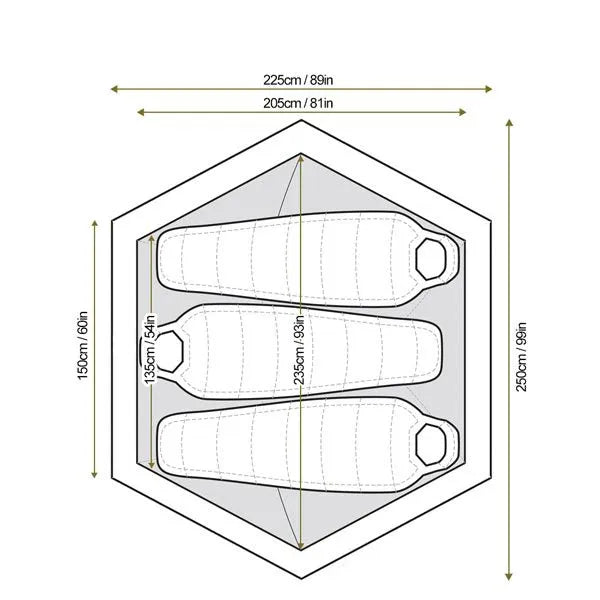 Tente militaire trois places BUNKER verte olive dimensions