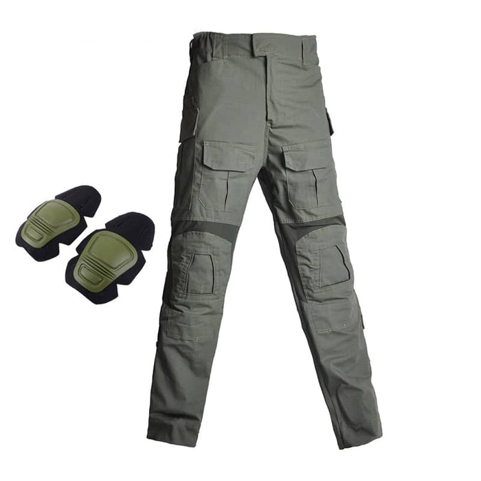 Army green pants with knee pads