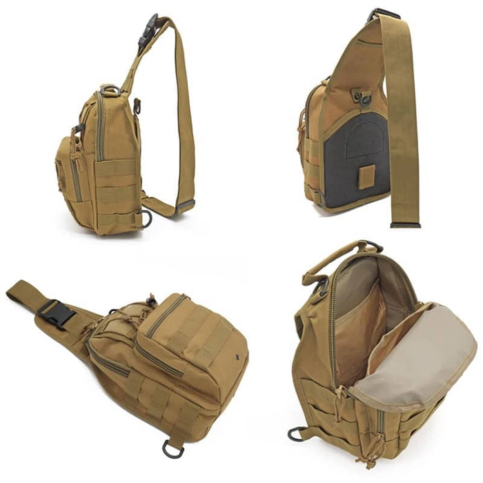Sacoche Militaire Camouflage Multi-Poches - Bandoulière Tactique Kaki