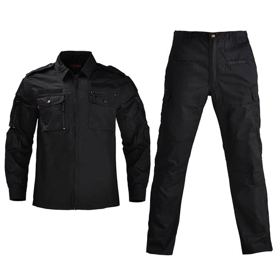 Uniforme de tenue tactique noir pantalon treillis et chemise