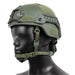 Mich Balistique helmet in profile on a soldier dummy