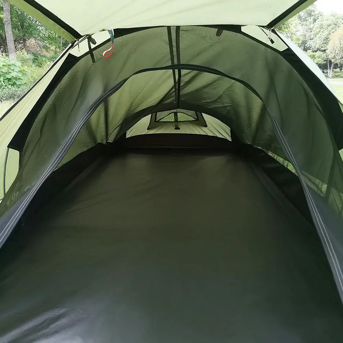 Army green tent for 1 person interior view