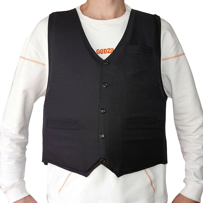 discreet bullet-proof vest worn by a man