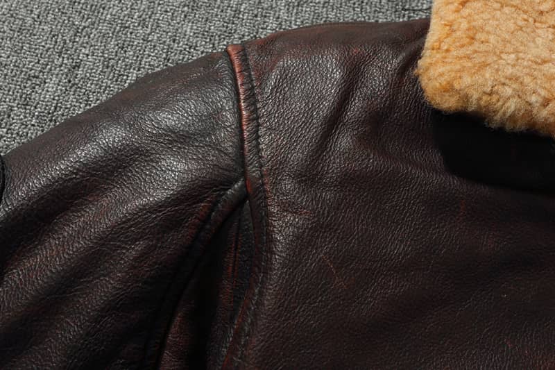 Brown sheepskin leather Bombardier jacket
