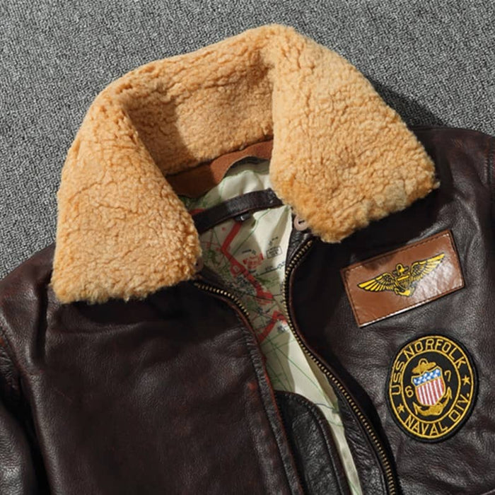 Brown vintage leather Bomber jacket