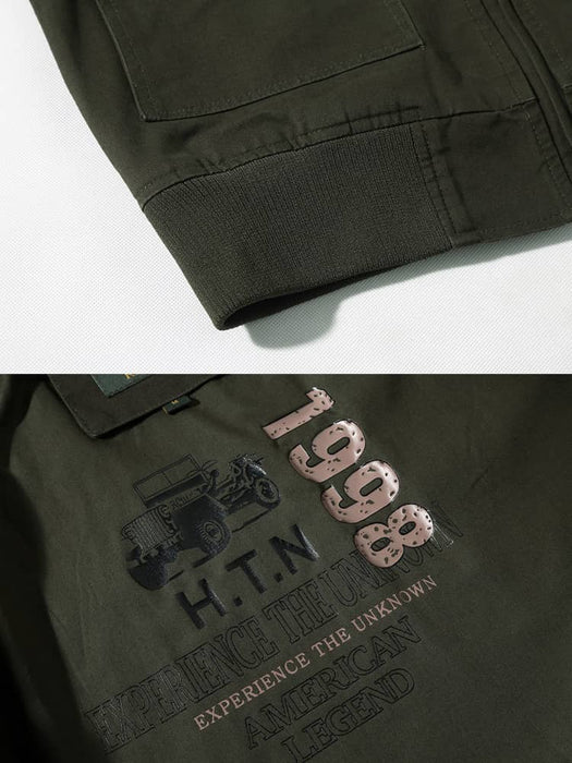 Army green bomber jacket information view