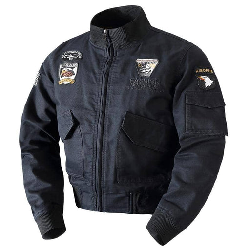Men's Black Military Bomber with American Coat of Arms