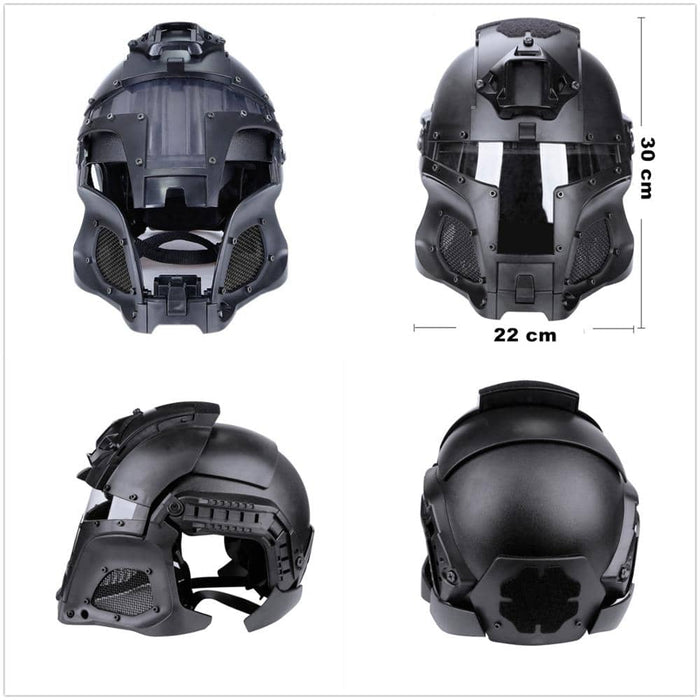 complete airsoft helmet various views and sizes