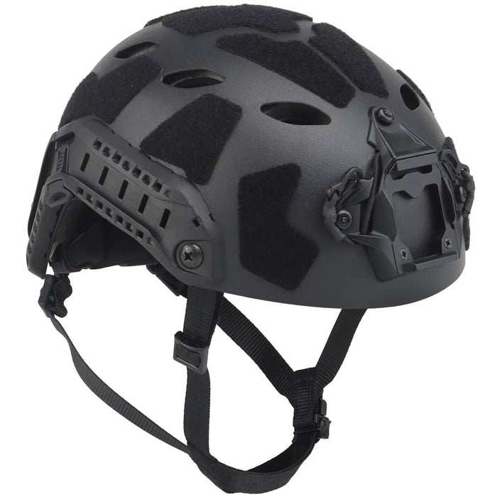 Black tactical airsoft helmet