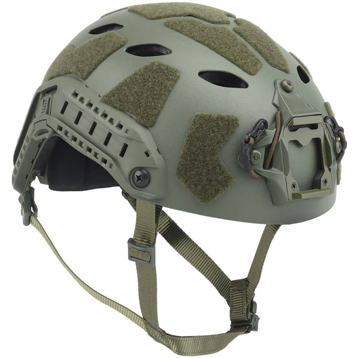 Green tactical airsoft helmet