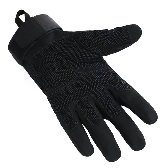 Black tactical military gloves with grip