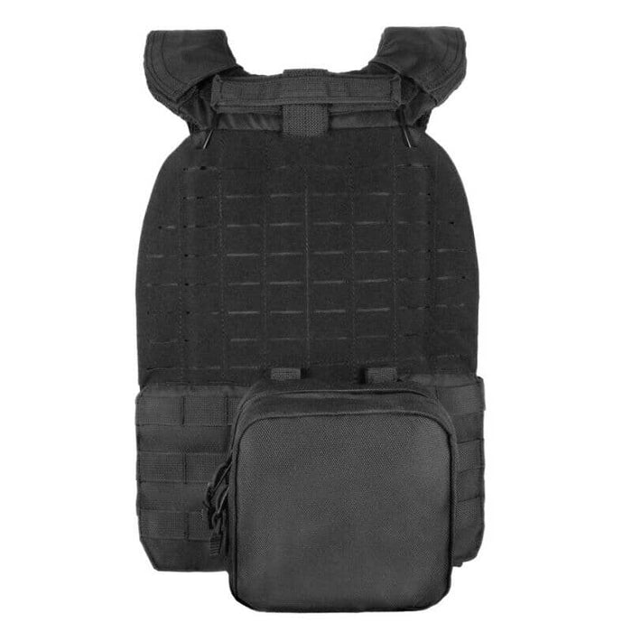 Black tactical vest with MOLLE system