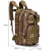 30L Tactical Military Backpack with dimensions