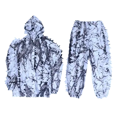 Snow ghillie camouflage outfit