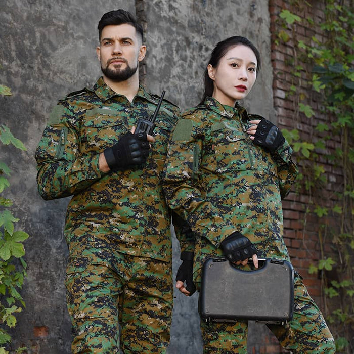 full digital jungle military outfit worn by 2 soldiers 