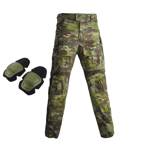 Army green CP camouflage fatigues with knee pads