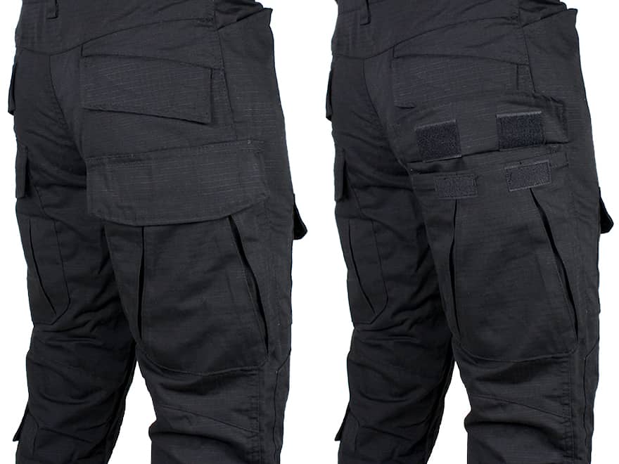 black tactical mesh rear pocket view