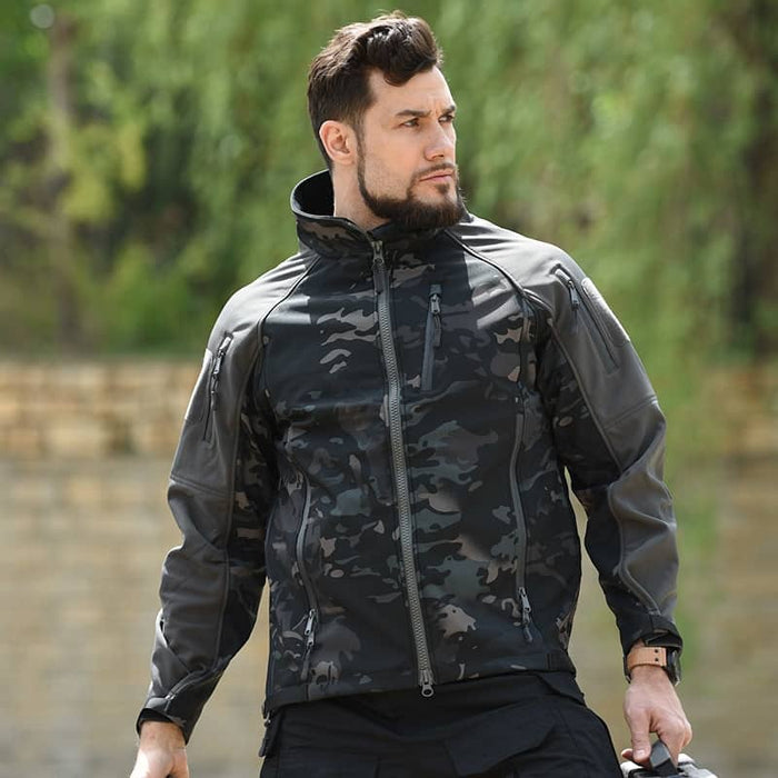 Men's military-style camouflage jacket
